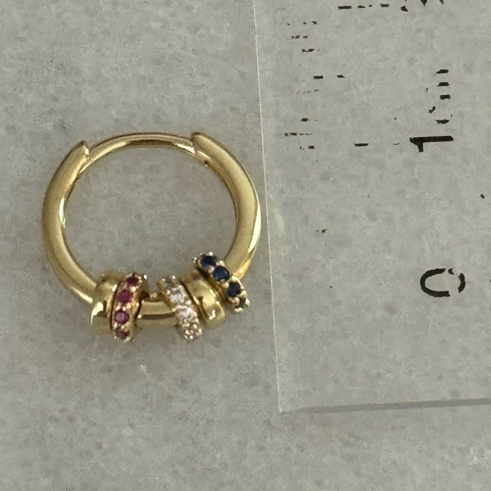 New Stock! Gold Round Crystal Charm Hoop Earrings Brand New - Picture 4 of 6